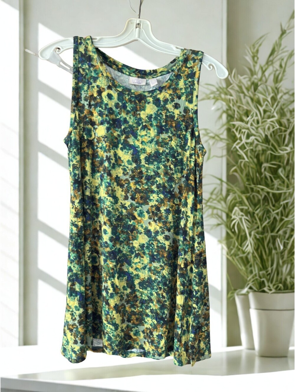 LOGO Layers by Lori Goldstein Printed Tie-Dye Tank Top Green XS